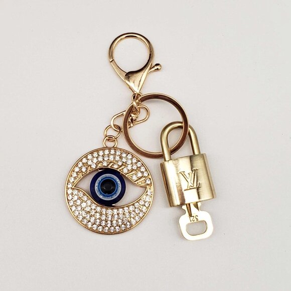 Authentic Louis Vuitton Lock & Key with unbranded Evil Eye Bagcharm, Keycharm - Picture 6 of 7